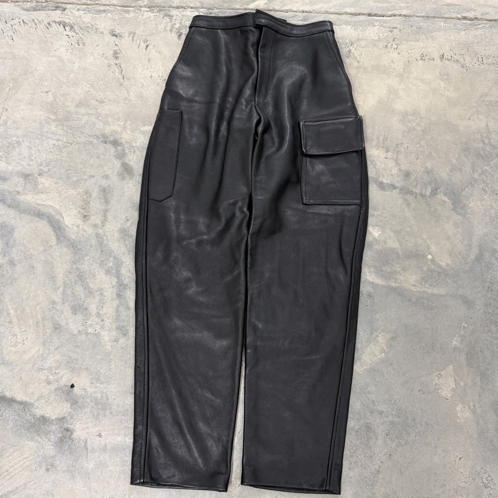 Unbranded Leather Cargo Pants Womens Black Fair Utility Avant Garde Trousers